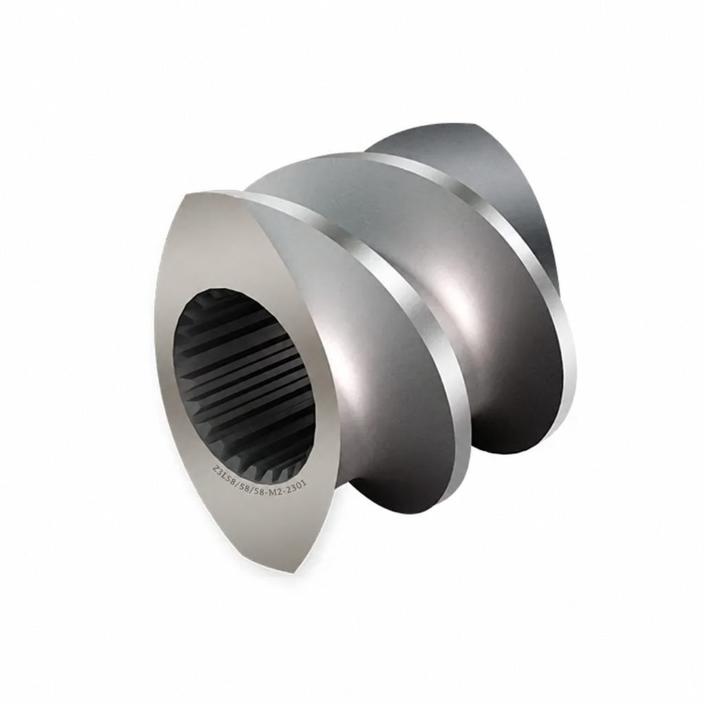 Double-flight conveying screw element